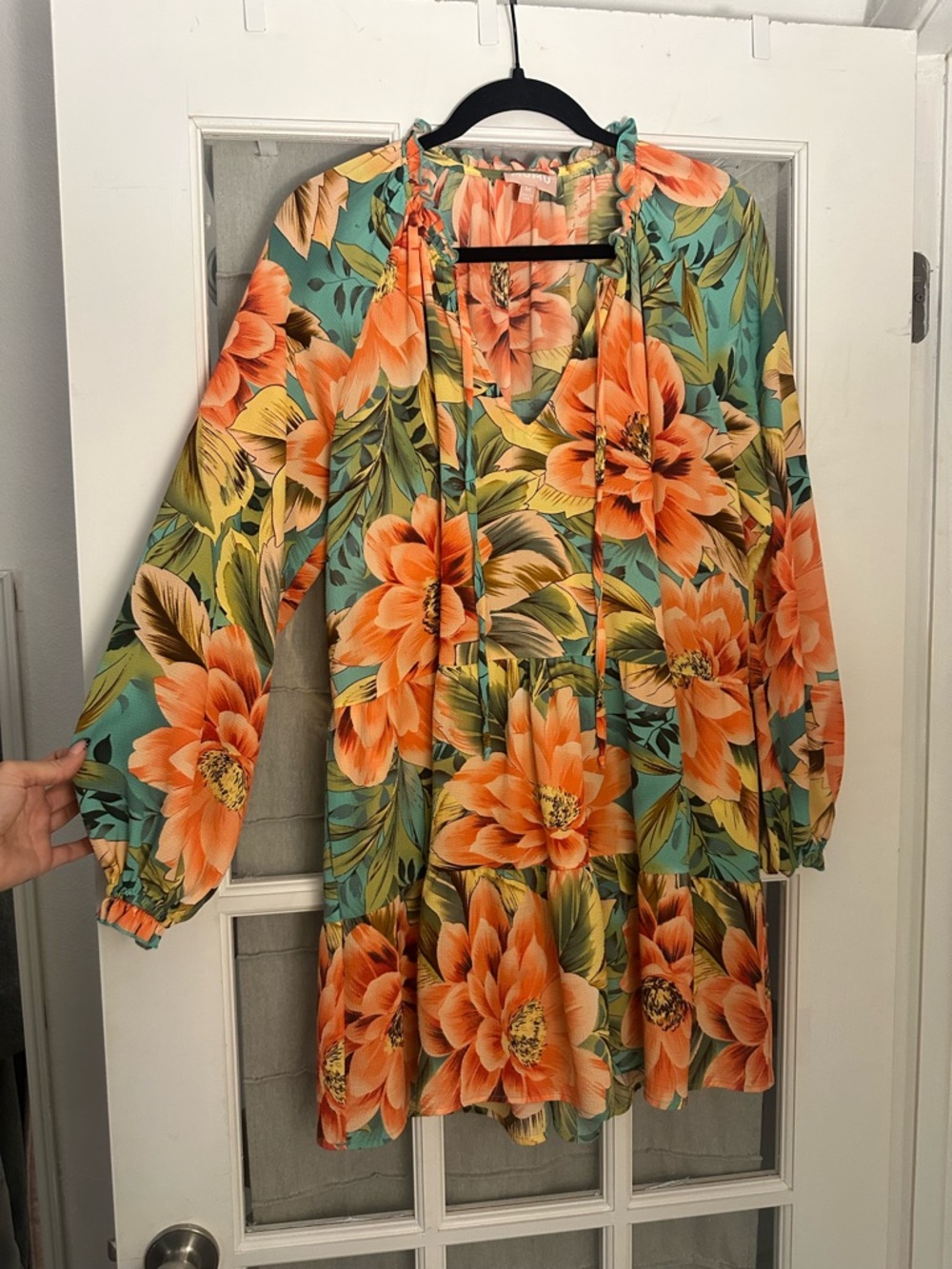 Show Me Your Mumu Birdie Mini Dress Tropical Floral Long Sleeve Boho Medium